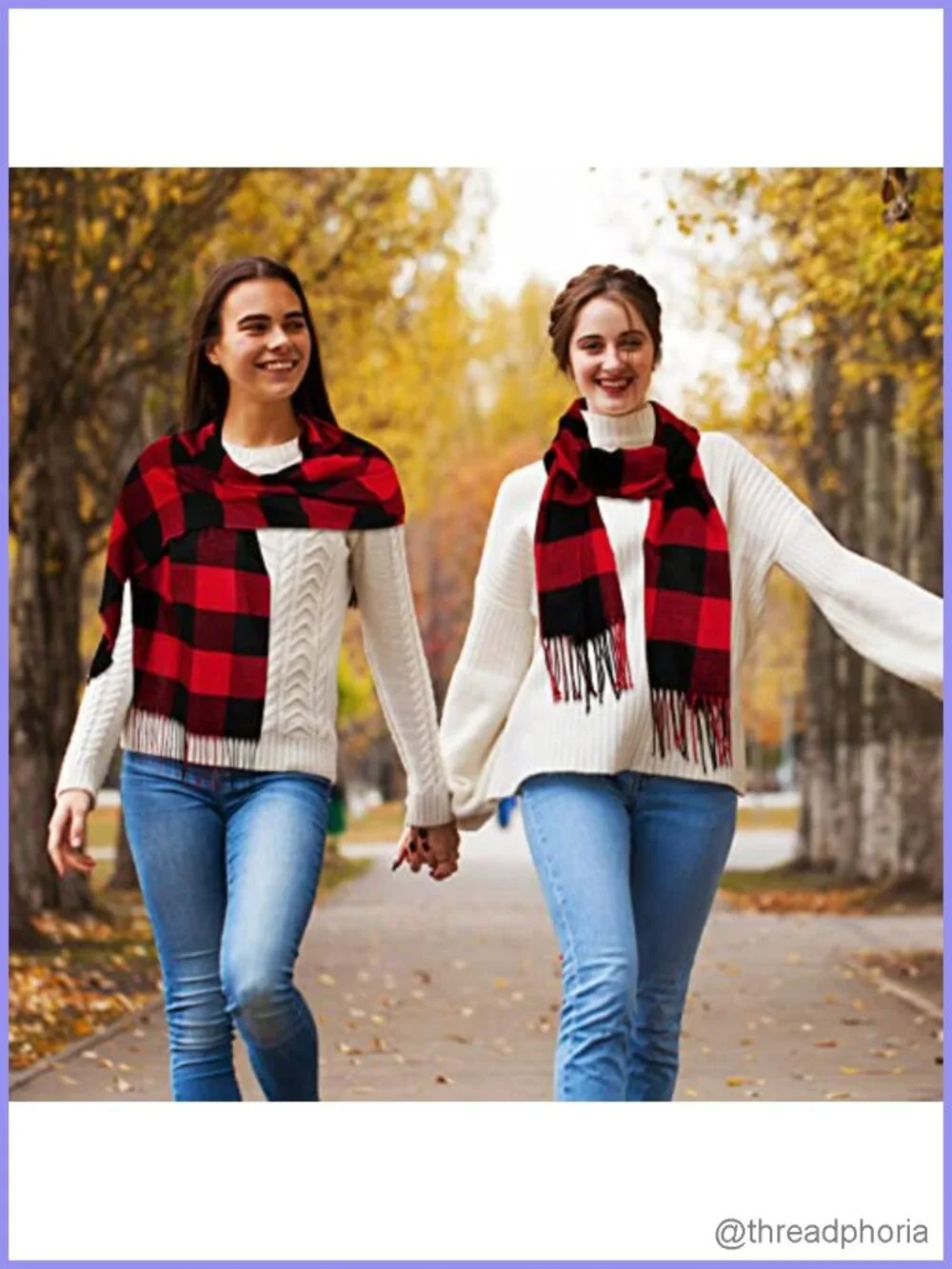 6 Pack Plaid Blanket Scarf with Tassel Edge, Acrylic Winter Scarf for Cold
